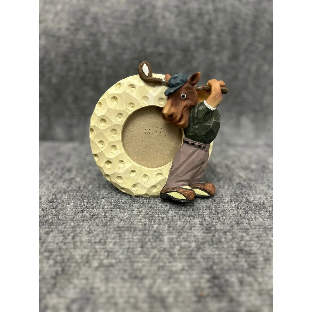 Vintage Golf Horse Picture Frame Resin Hand Painted Golfer Gift M21262